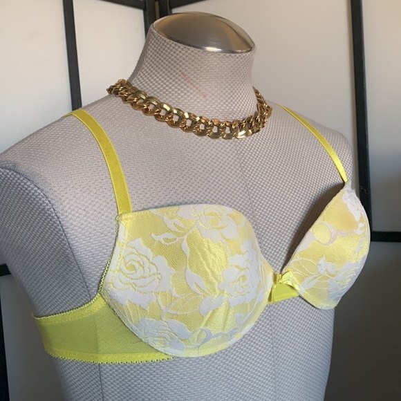 36C Women's Signature Lace Push-Up Yellow Adjustable Bra Y2K Feminine Casual - Picture 12 of 14